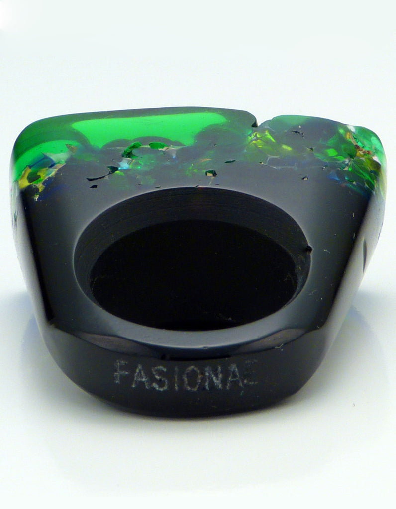 Murano Glass Ring, Green Night, Jewelry, Pasionae, Art Urbane
