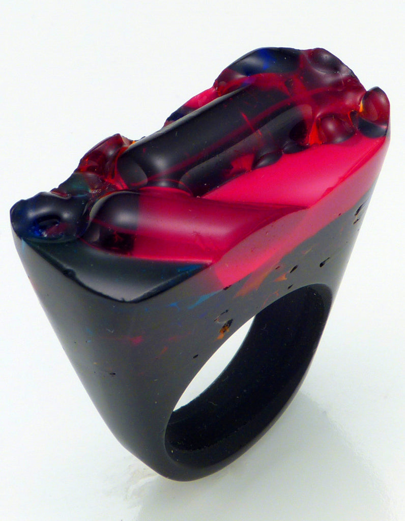 Murano Glass Ring, Ruby Night, Jewelry, Pasionae, Art Urbane