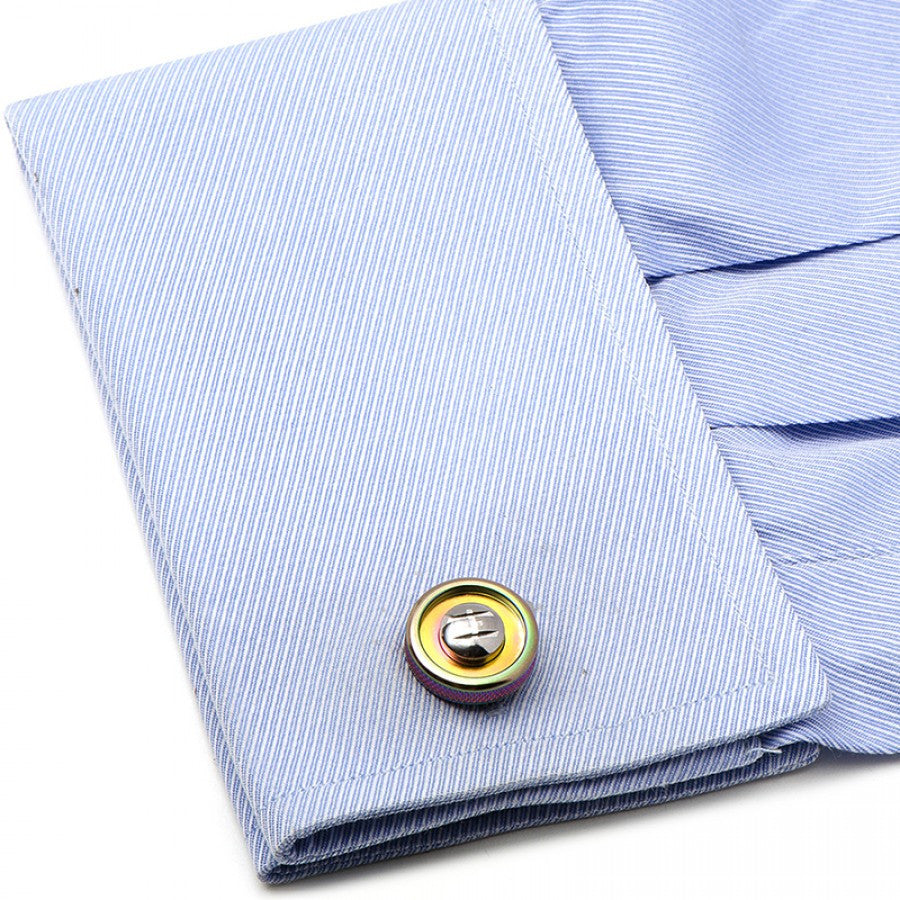 Round Scarab and Chrome Cufflinks, Design, HollenWolff, Art Urbane